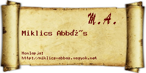 Miklics Abbás névjegykártya